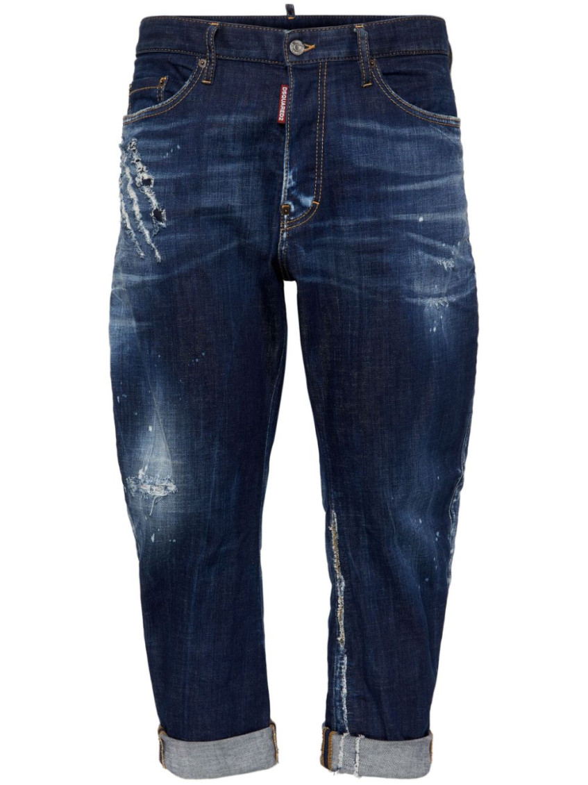 Distressed Straight-leg Jeans