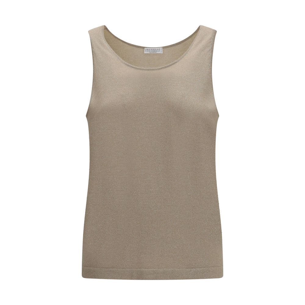 Cashmere Knit Tank Top — Beige