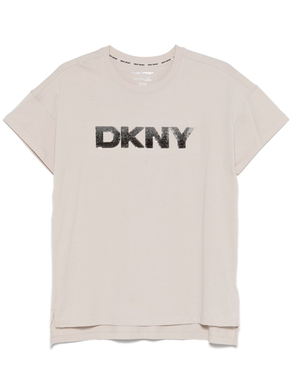 Sequin-logo T-shirt - Neutrals