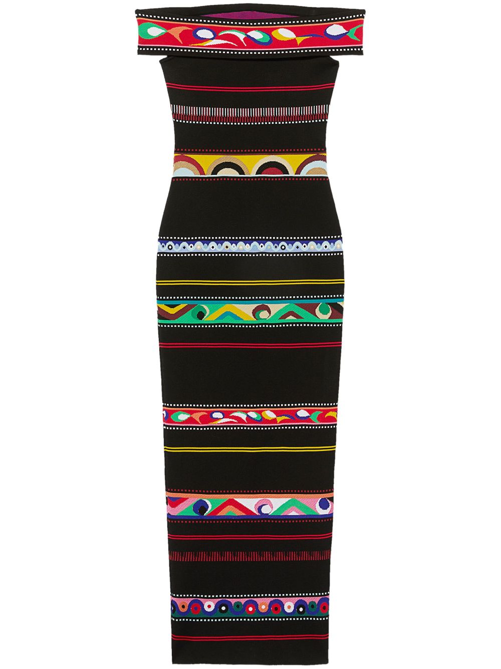Striped open-shoulder dress - Multicolour