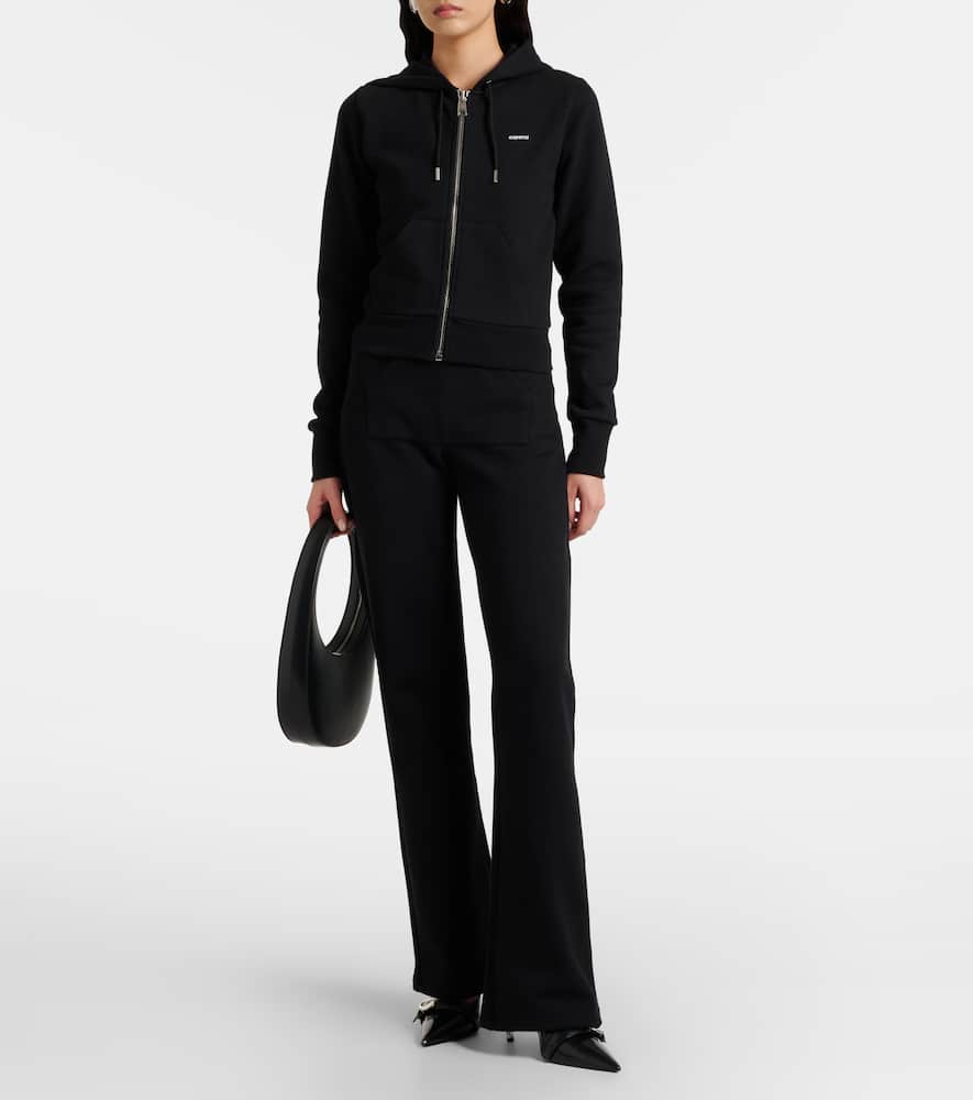 Cotton-blend jersey zip-up hoodie