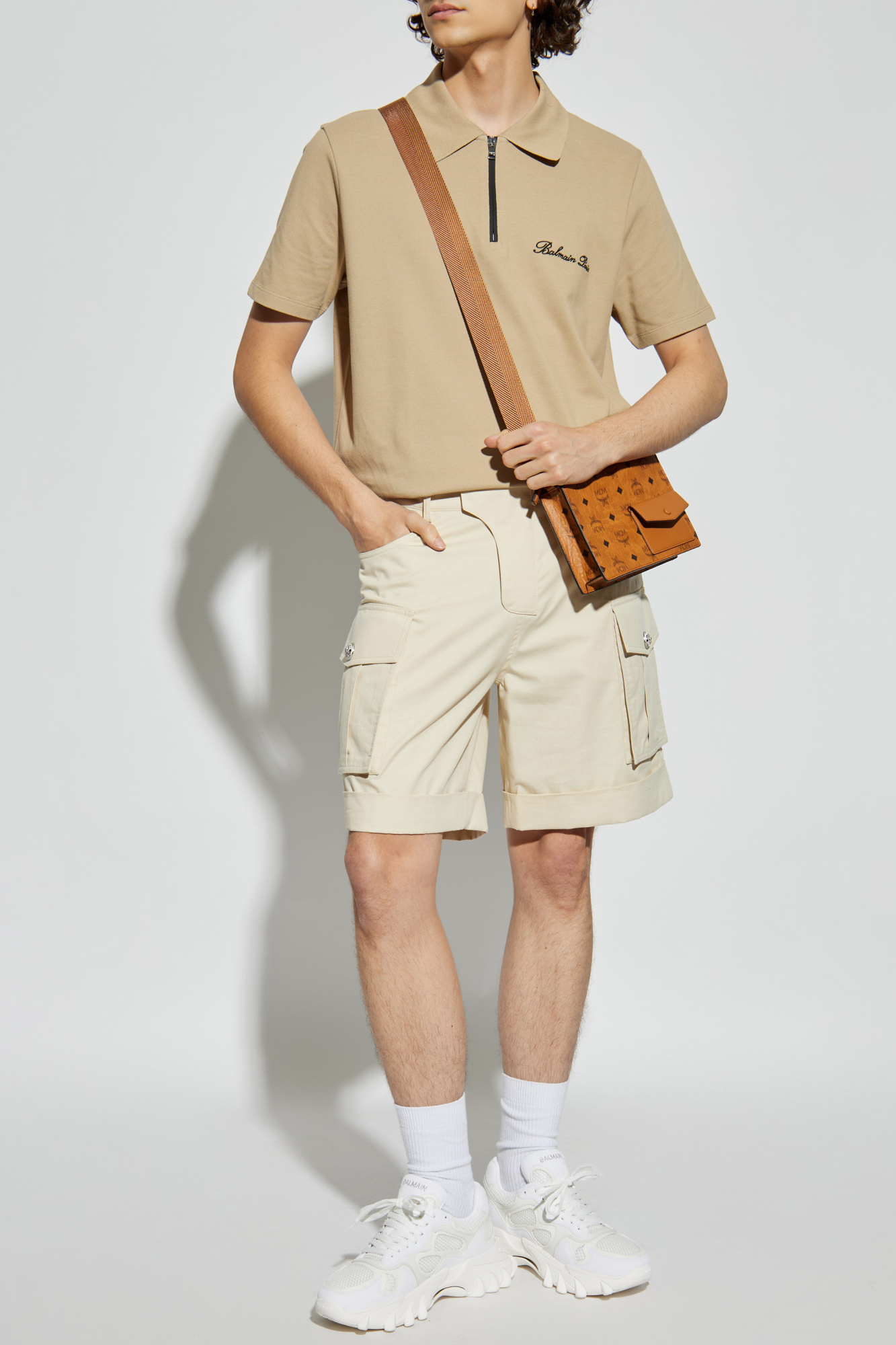 Cargo Shorts, Men's, Cream
