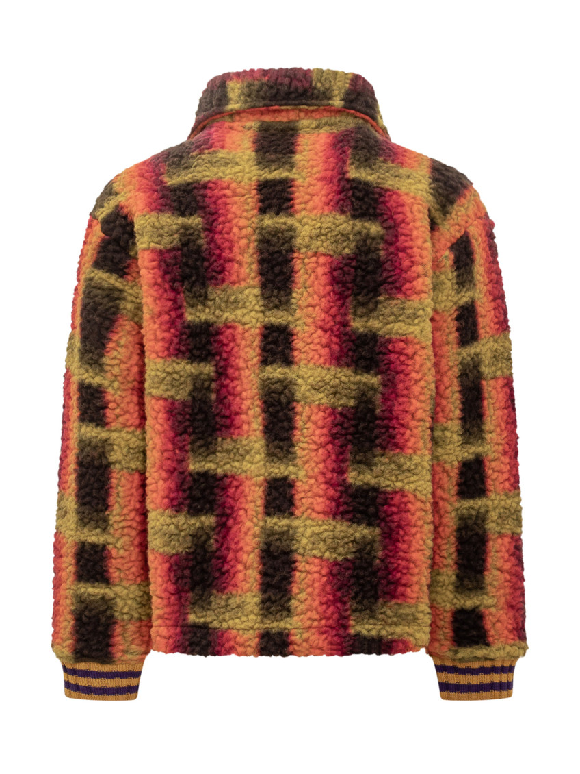 Multicolor Checks Shirt Collar Jacket
