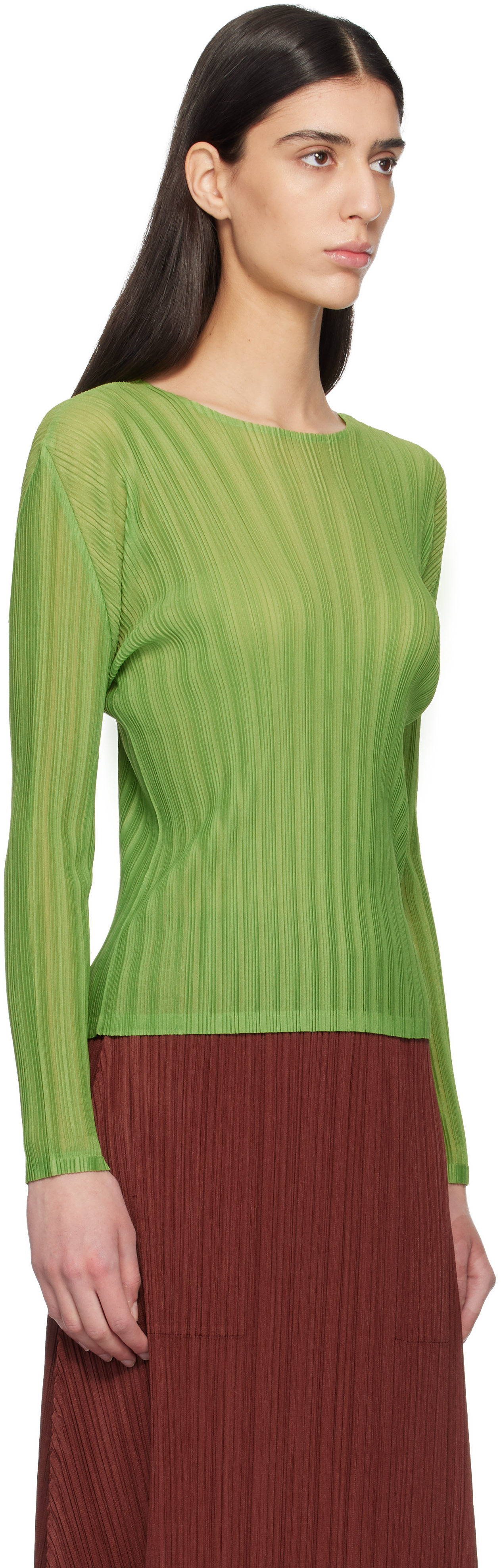 Green Rib Pleats November Top