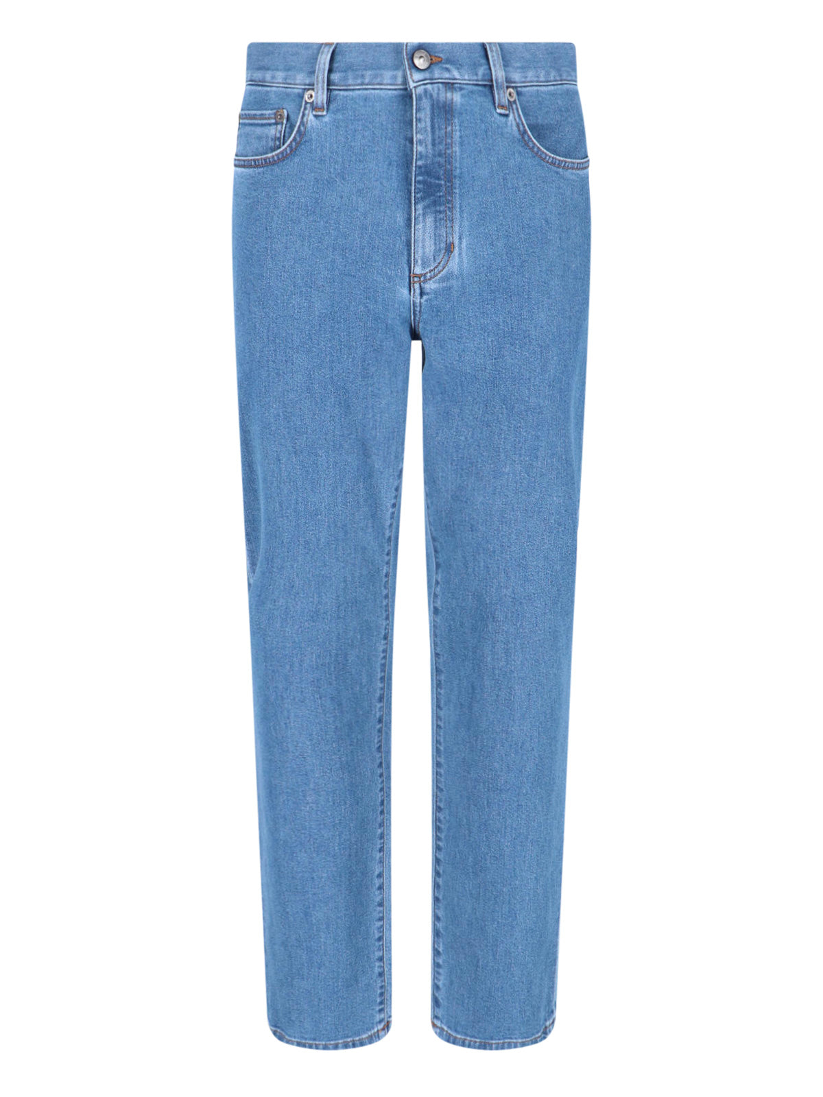 Men's Cotton-Lycra Jeans with Calf Leather Patch