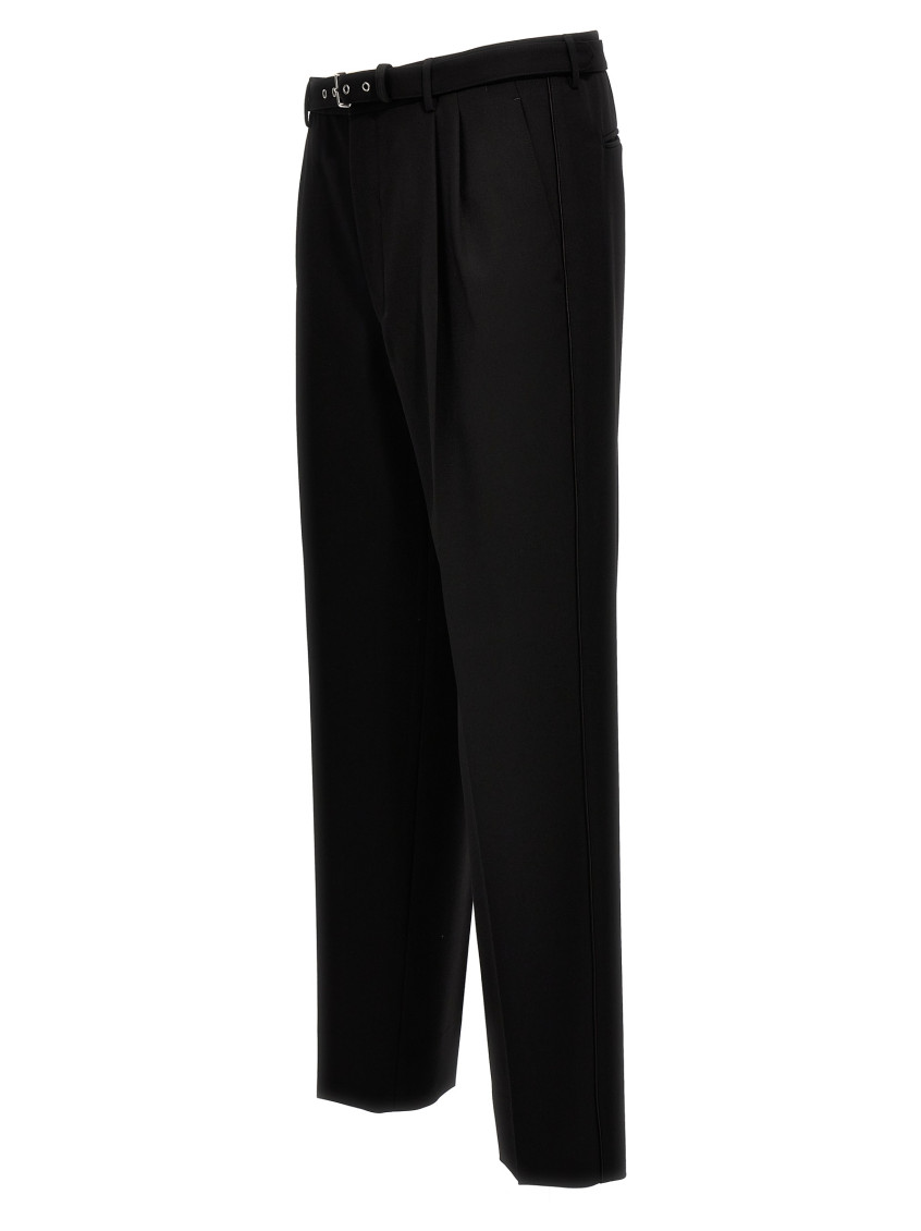 Mid-rise Belted Straight-leg Trousers