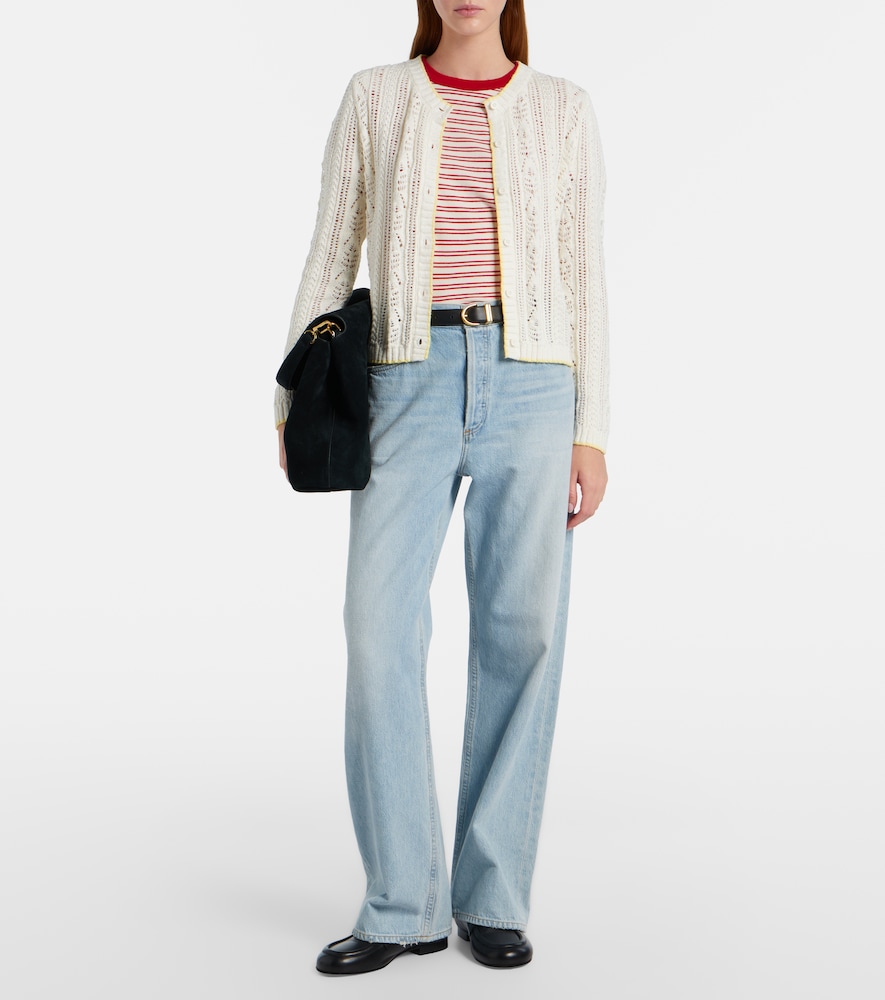 Daisy pointelle cotton-blend cardigan