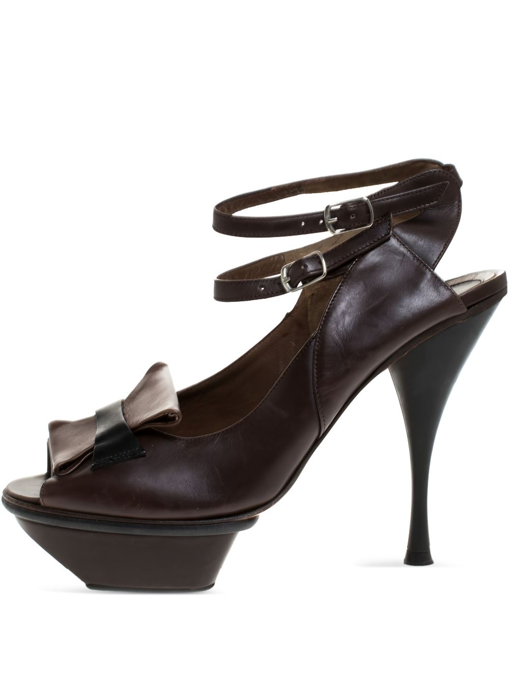 120mm platform peep-toe sandals - Brown