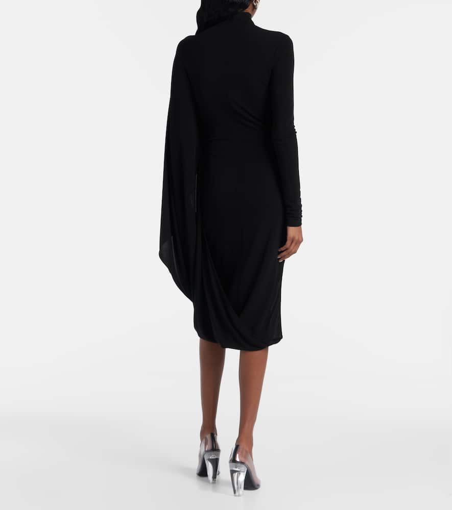 Draped high-neck midi dress