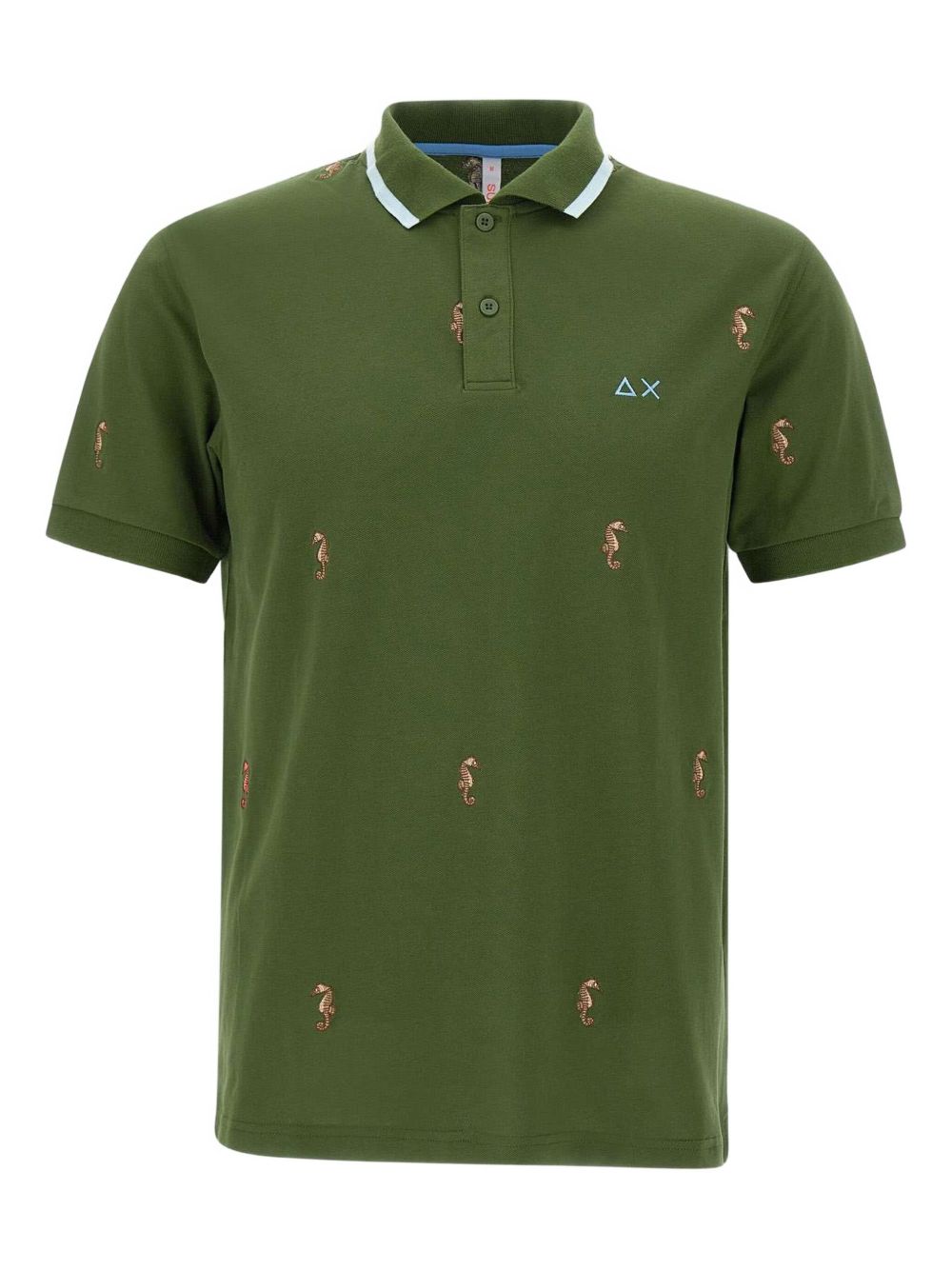 Seahorse-embroidered polo shirt - Green
