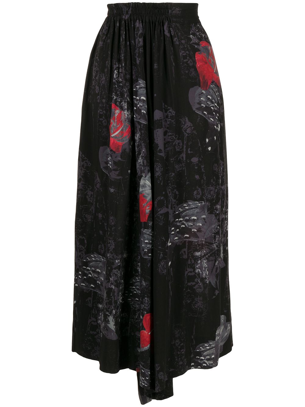 Graphic-print flared trousers - Black