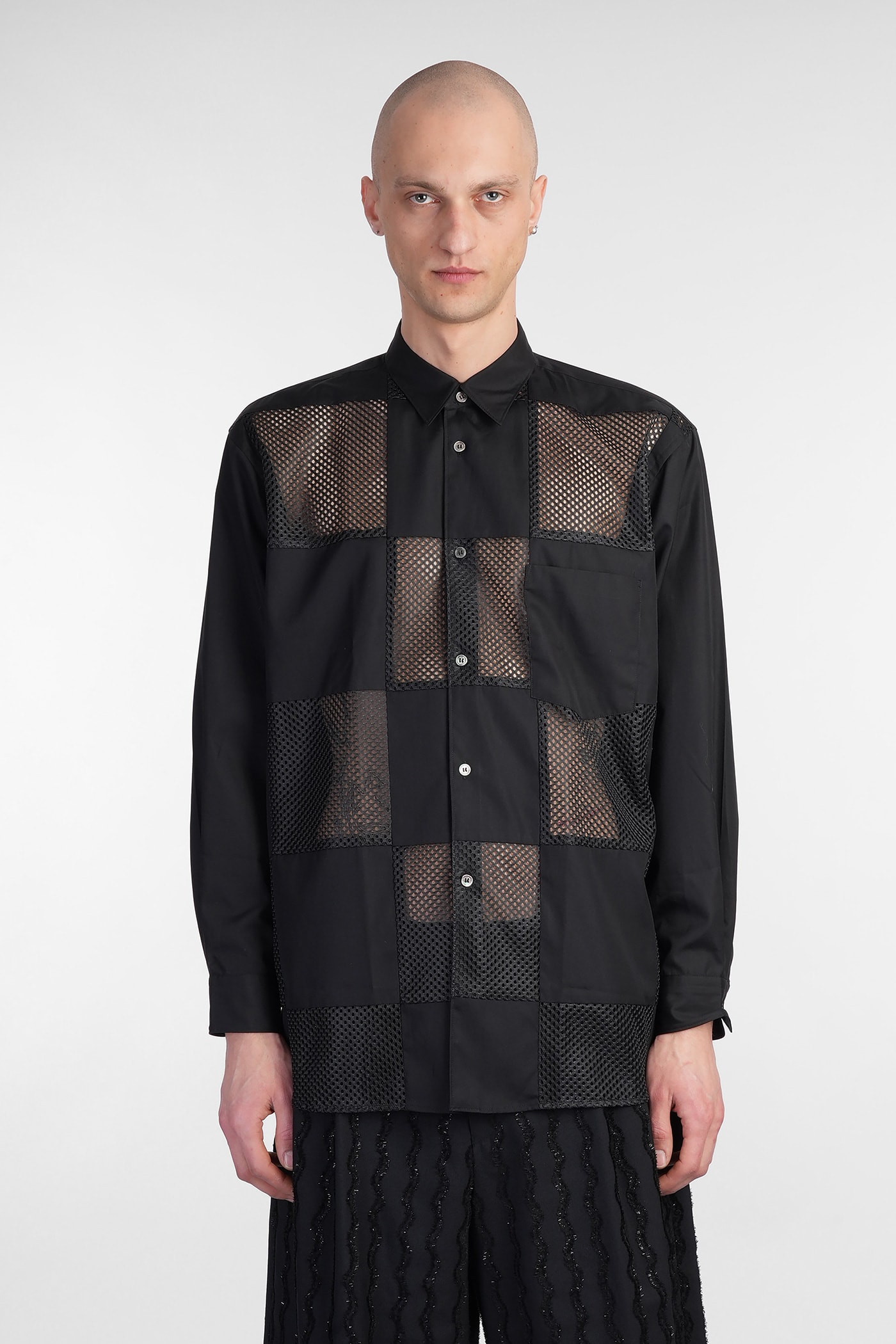 Comme des Garçons Homme Plus mesh-panelling shirt - White