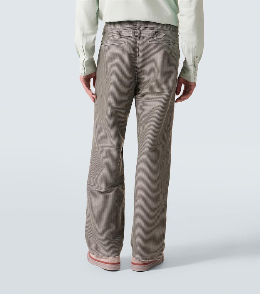 Pastoral striped cotton wide-leg pants