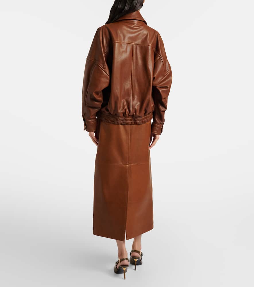 Ghalia leather pencil skirt