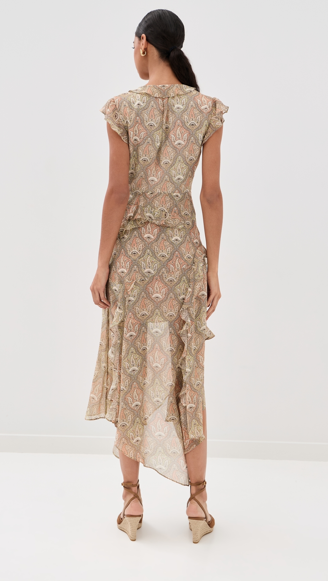 Avenel Silk Dress STONE KHAKI MULTI