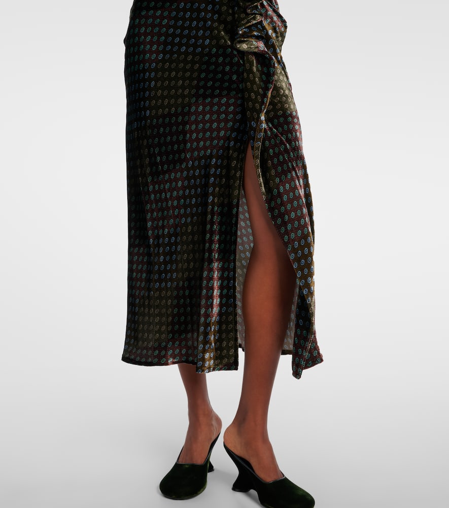Asymmetric printed gown