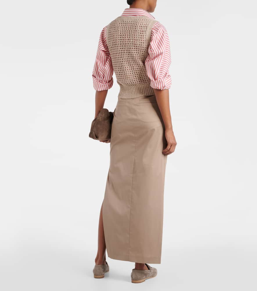 Open-knit cotton-blend vest