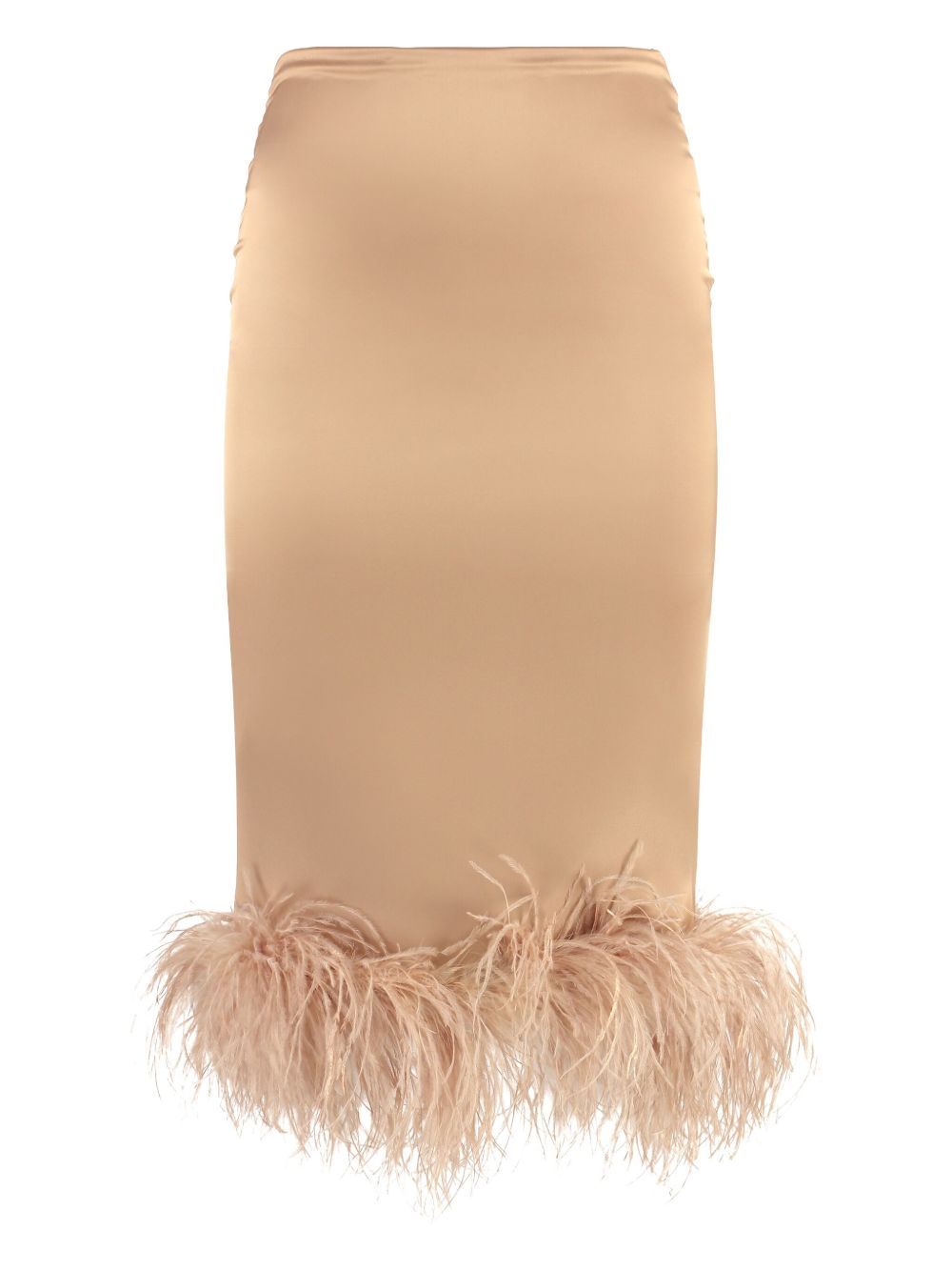 Feather-trim midi skirt - Neutrals
