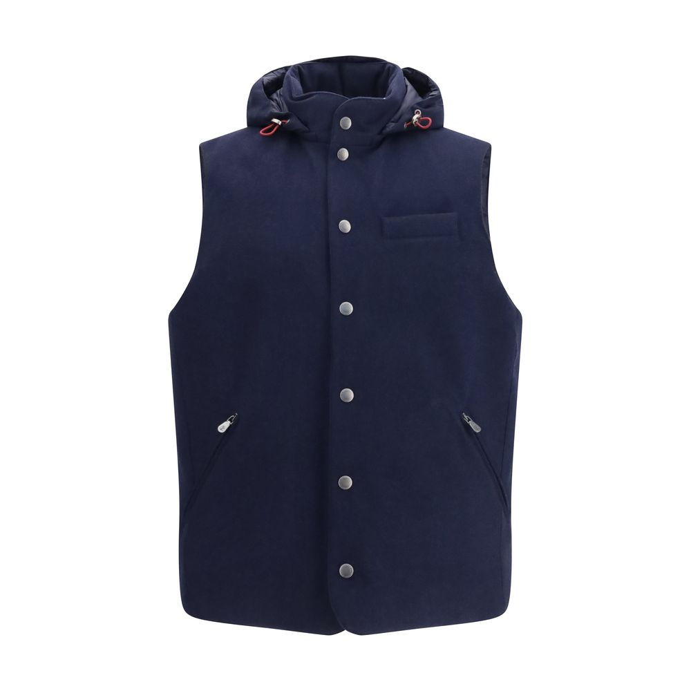 Wool Down Vest — Navy