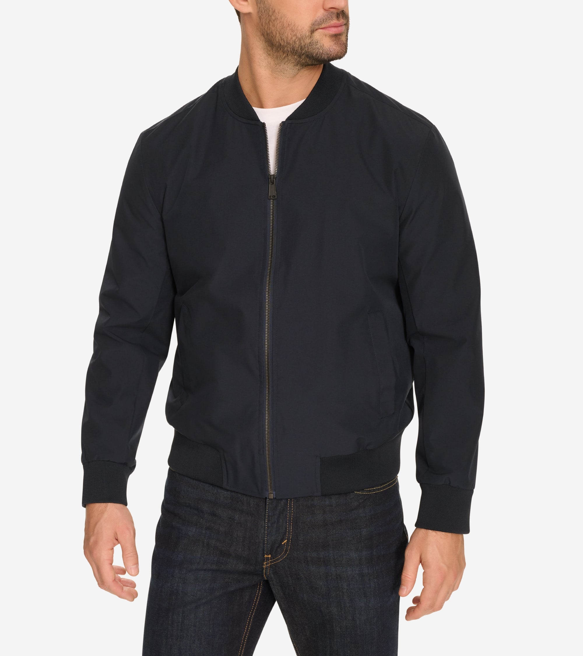 Men's Nylon Bomber Jacket - Blue