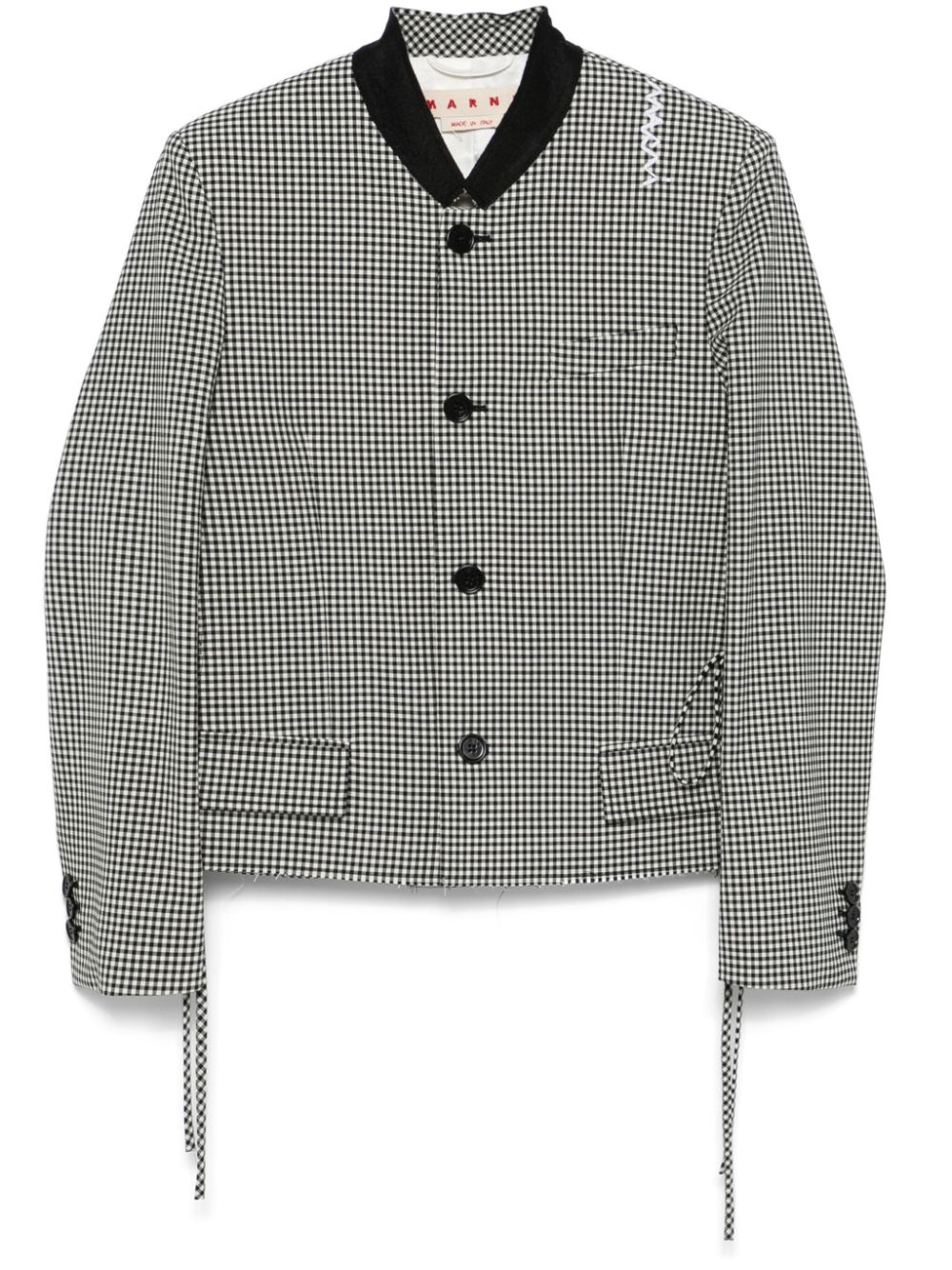 Gingham-pattern jacket - Black
