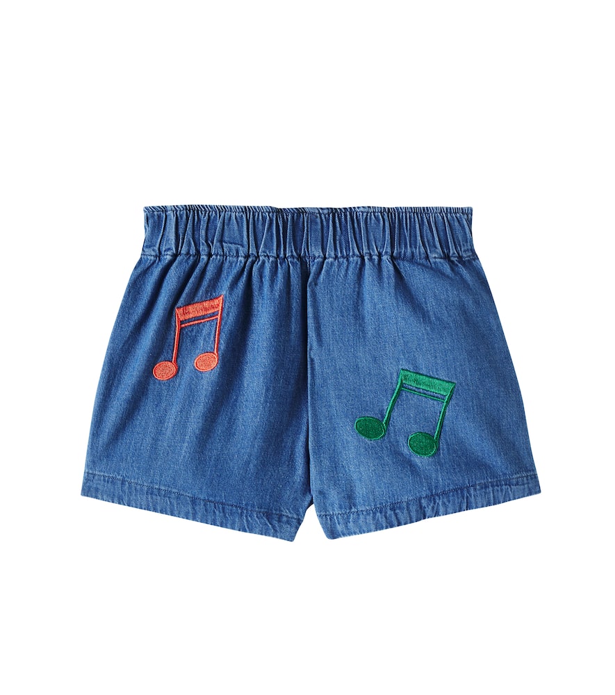Mini Rodini Note embroidered denim shorts