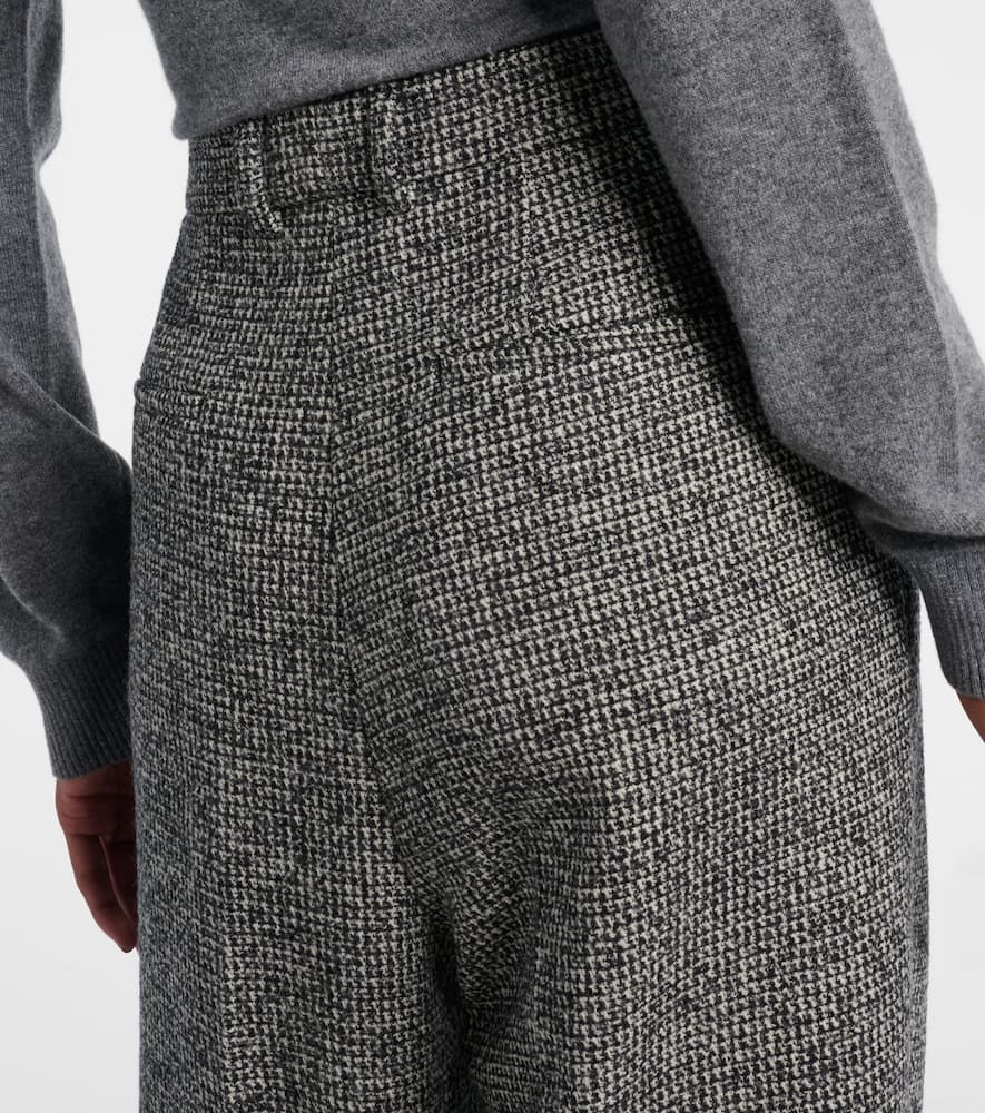 Pleated wool-blend wide-leg pants