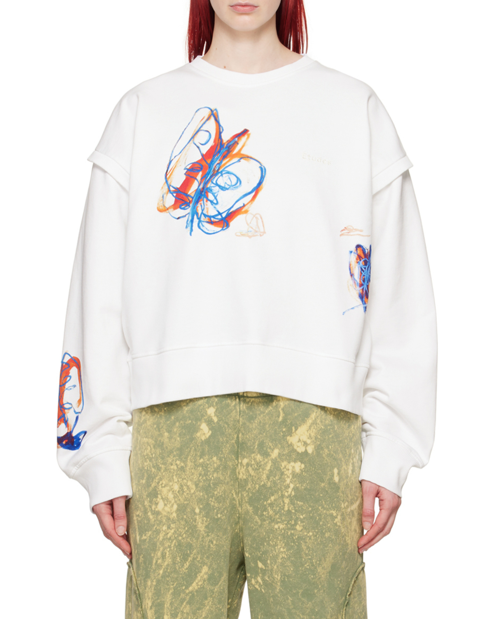 Pattern printed long-sleeved hoodie