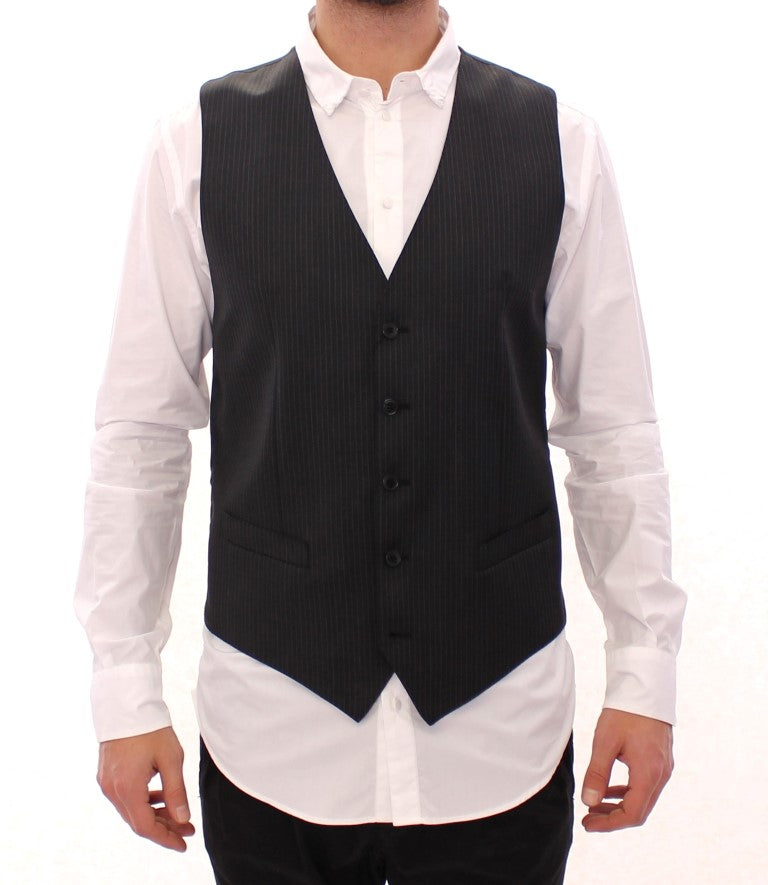 Pinstriped Wool Vest — Gray