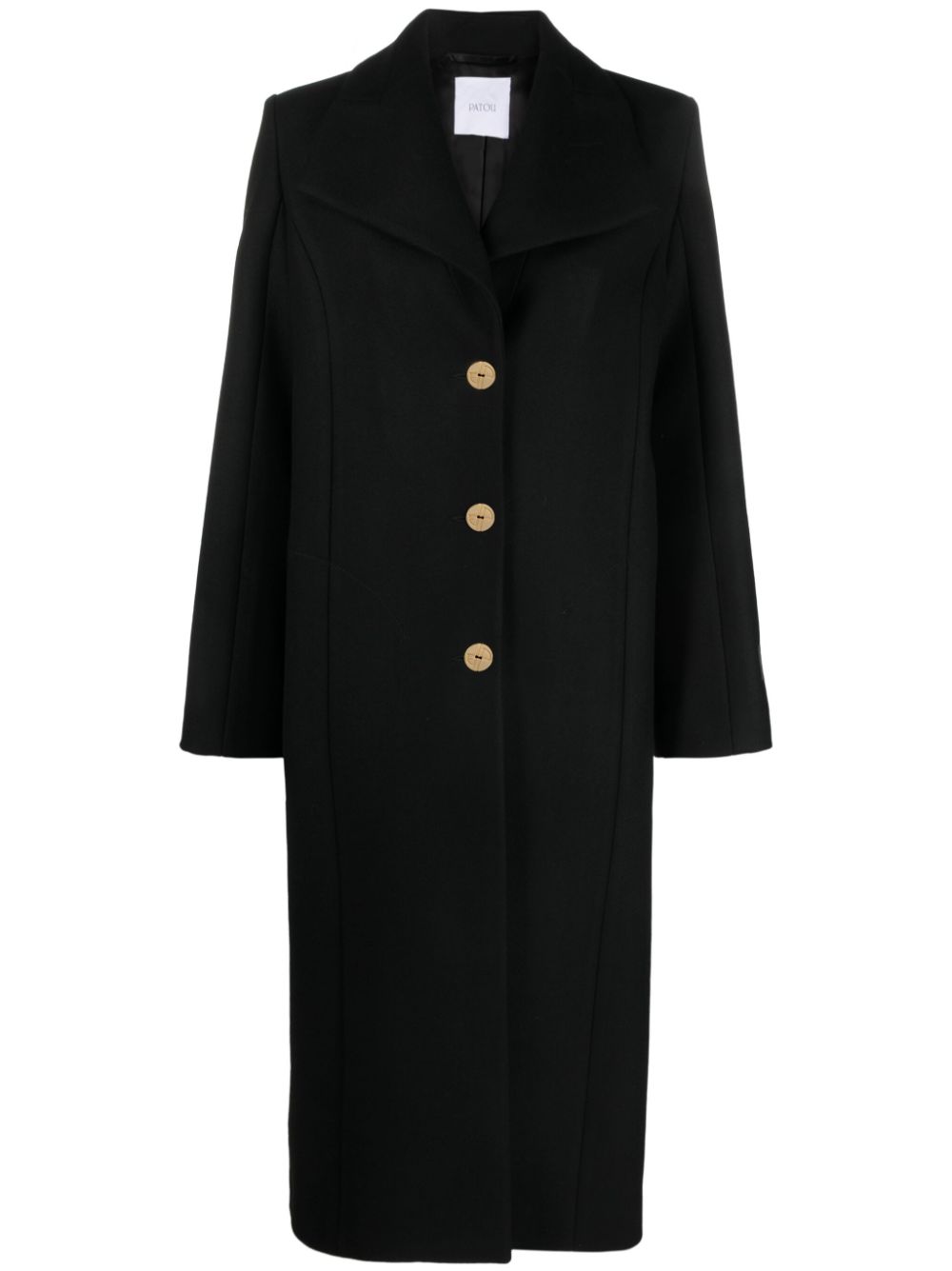 Single-breasted wool-blend coat - Black