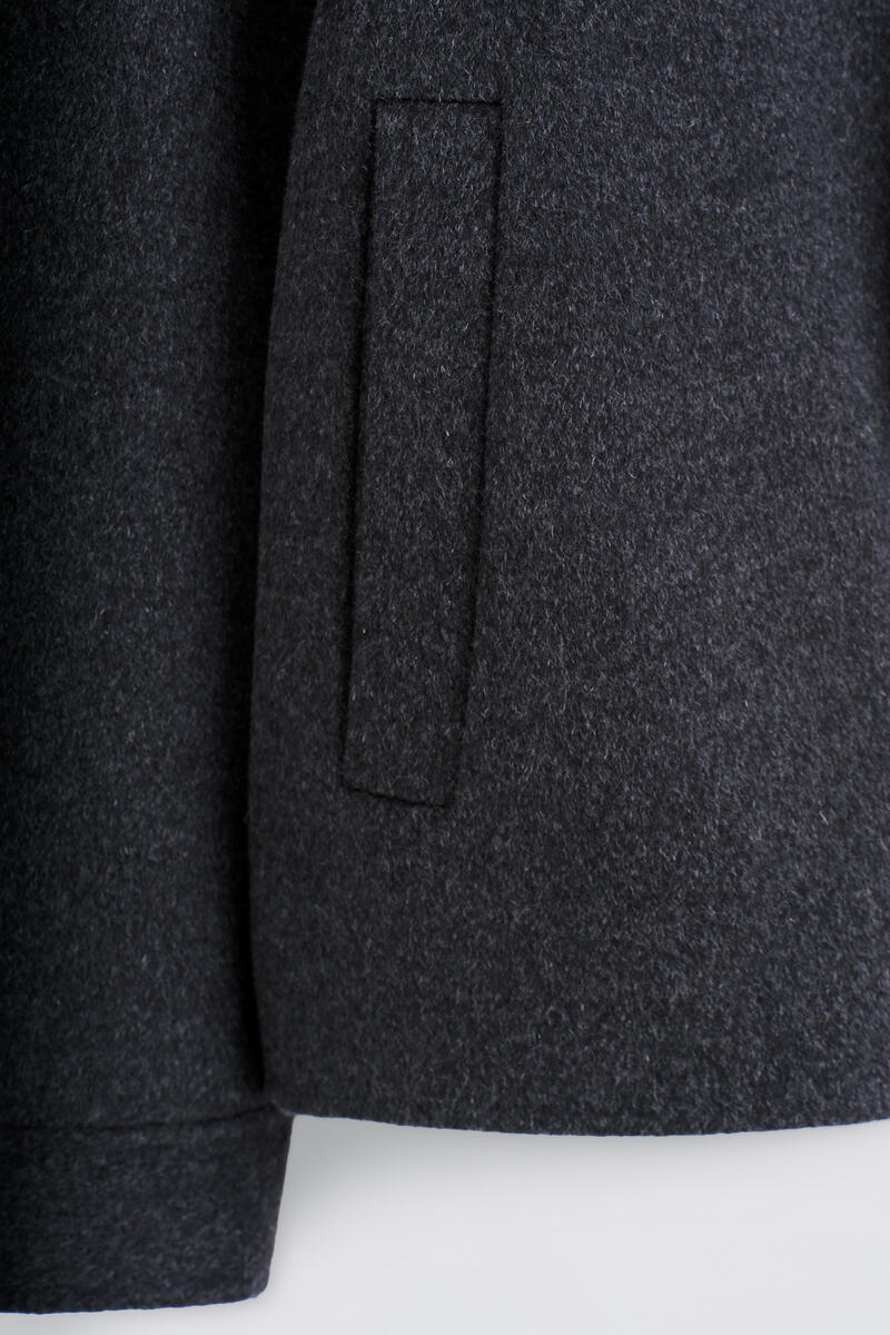Double-Faced Wool Mock-Neck Jacket