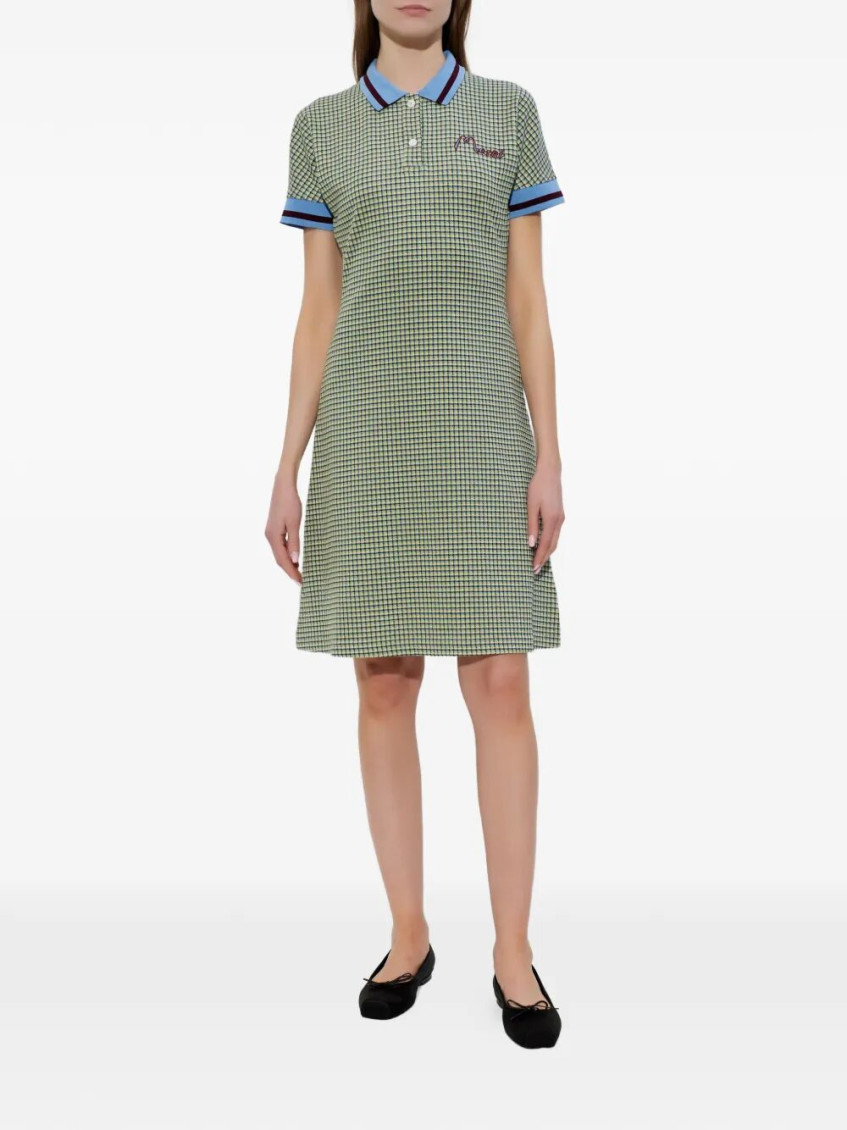 Polo-Collar Check Mini Dress