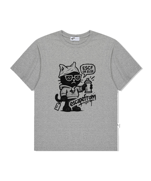 Spray Cat Print Oversized Short Sleeve T-Shirt