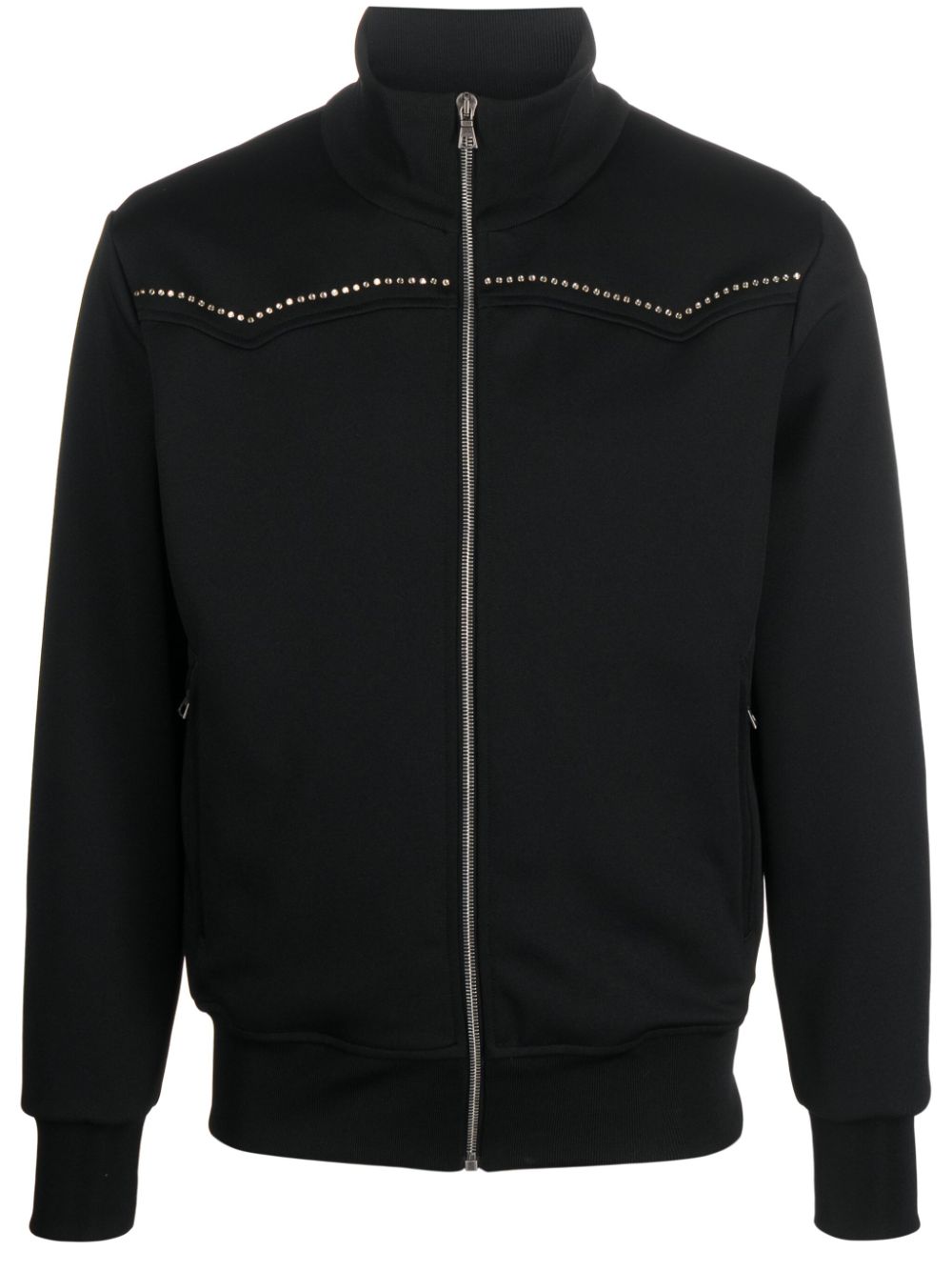 PA monogram-studded zip-up sweatshirt - Black