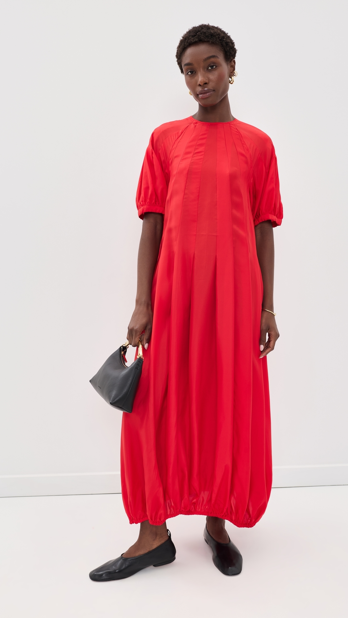 Lily Silk Midi Dress Red