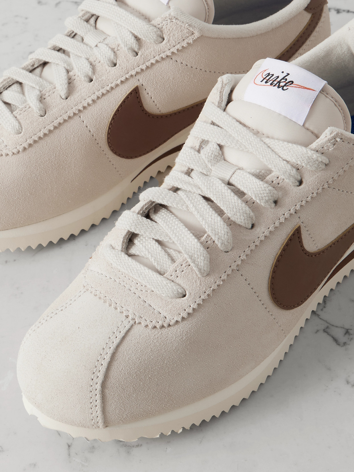 Cortez Leather-trimmed Suede Sneakers - White