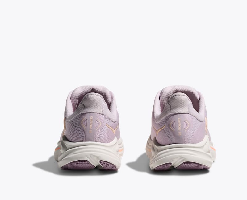 HOKA Clifton 10 Shoes in Lilac Cream/Tangerine Glow
