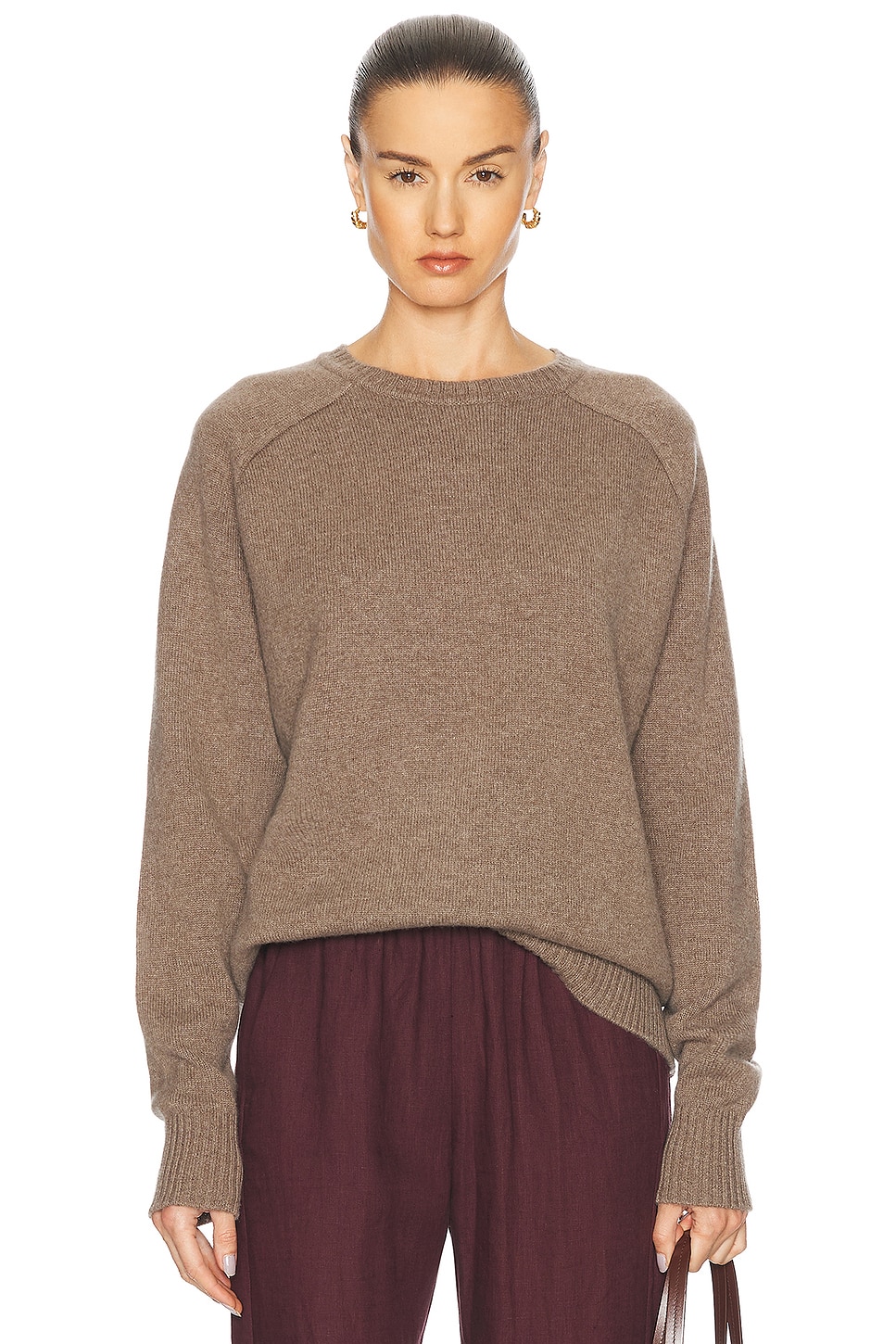 SPRWMN Classic Crew Sweater in Walnut - Tan.  XS also in L