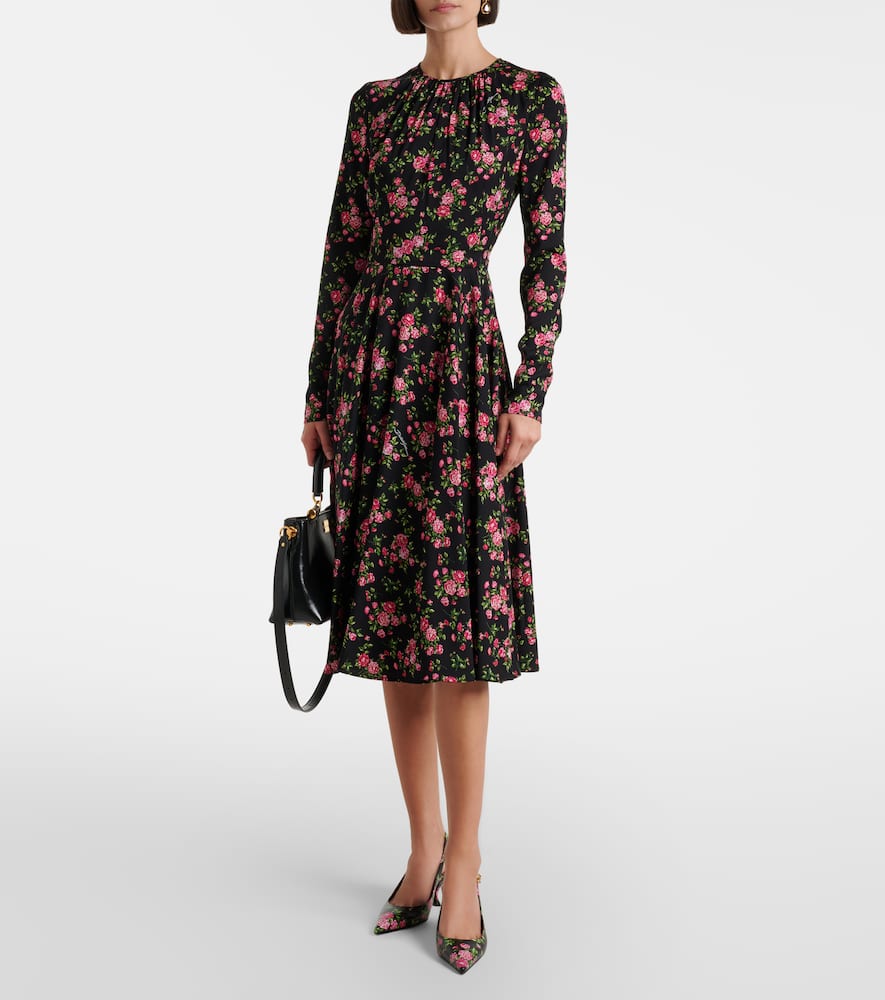 Floral silk-blend midi dress