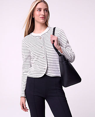 Ann Taylor Weekend Striped Knit Jacket