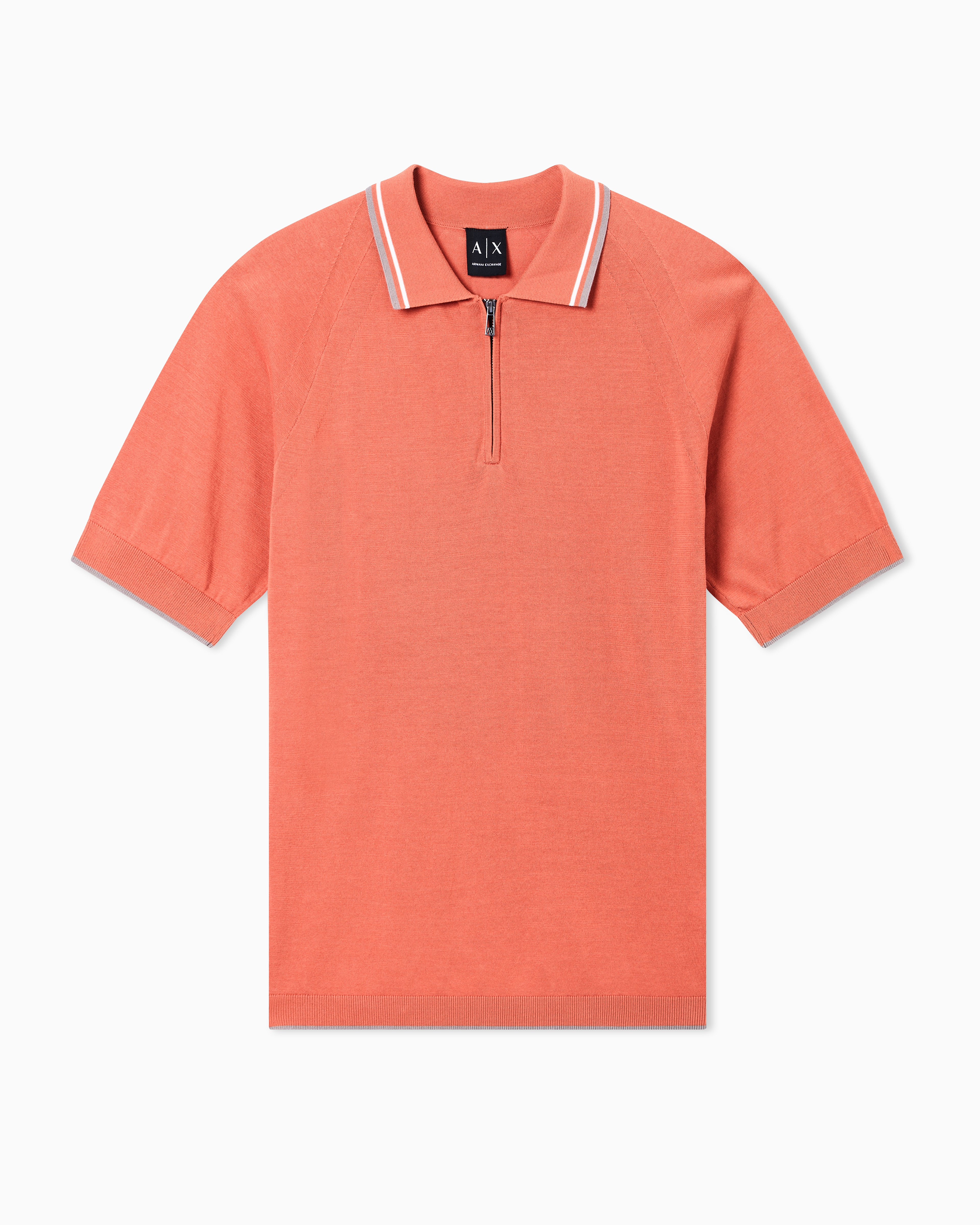 Zip-up knit polo shirt