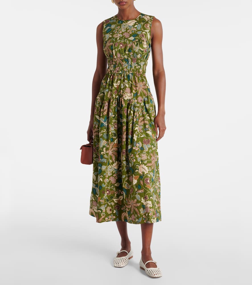 Elenora printed cotton midi dress