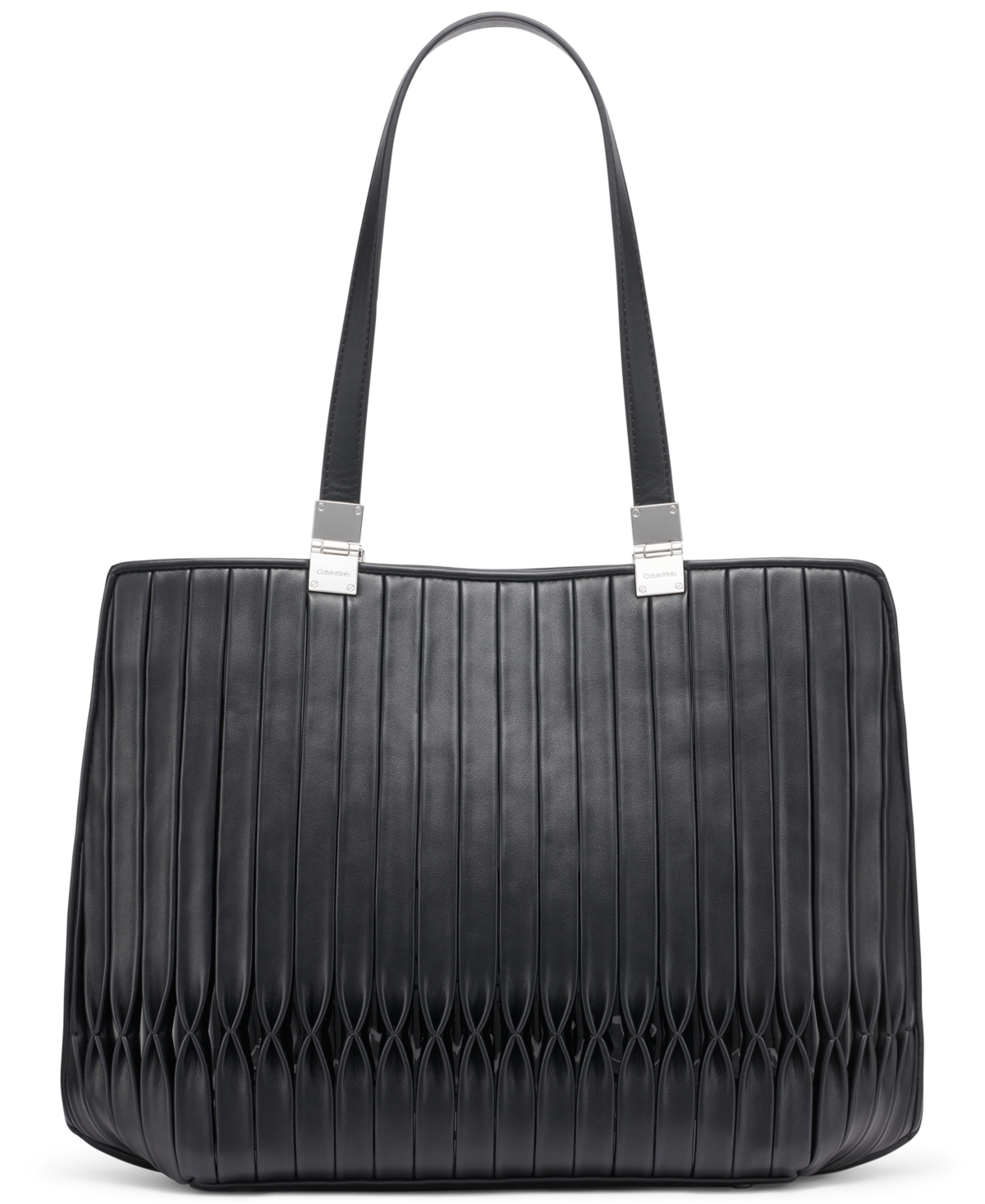 Granite Pleated Tote Bag - Black, Silver