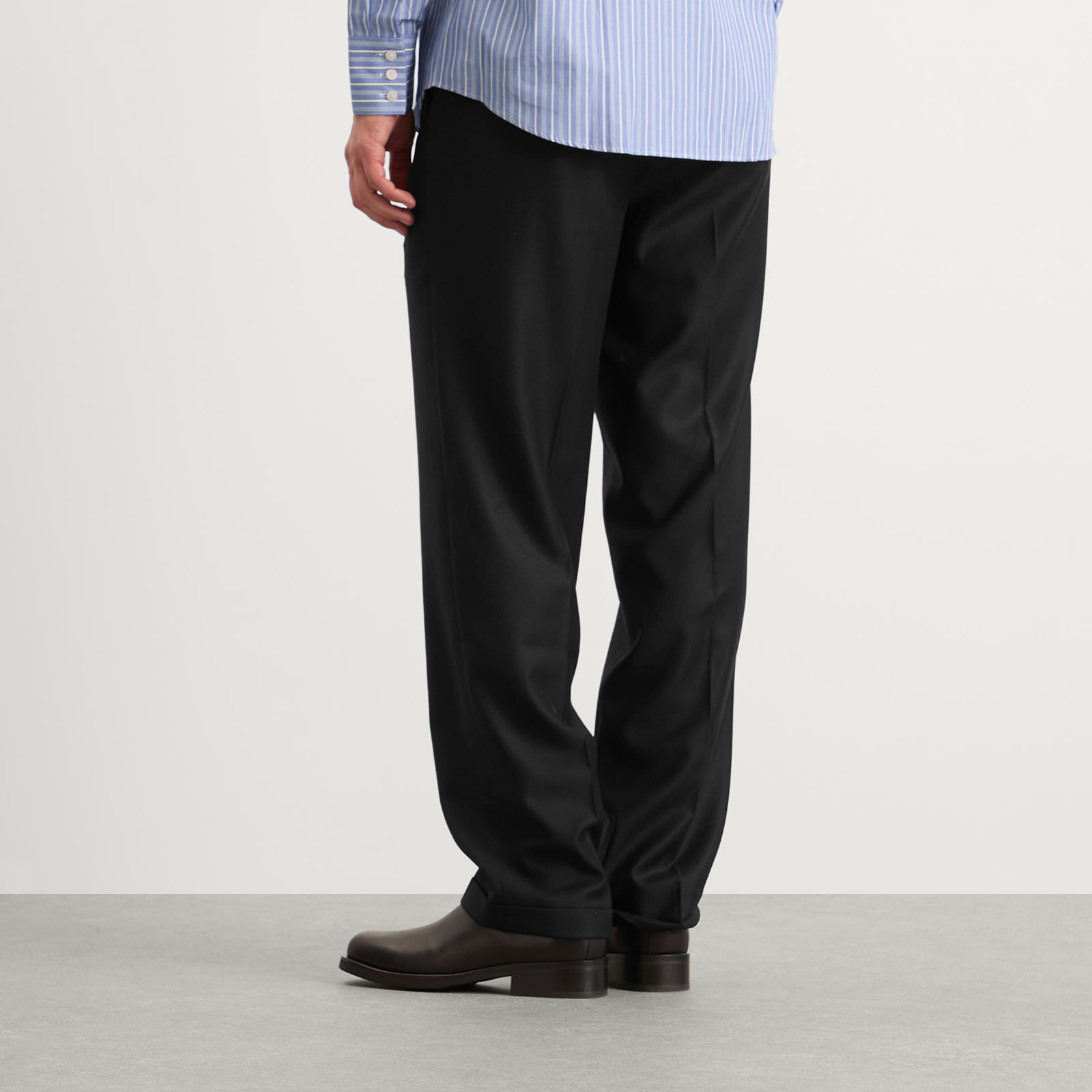 Men's Flat Front Trouser Black Ash Pinstripe