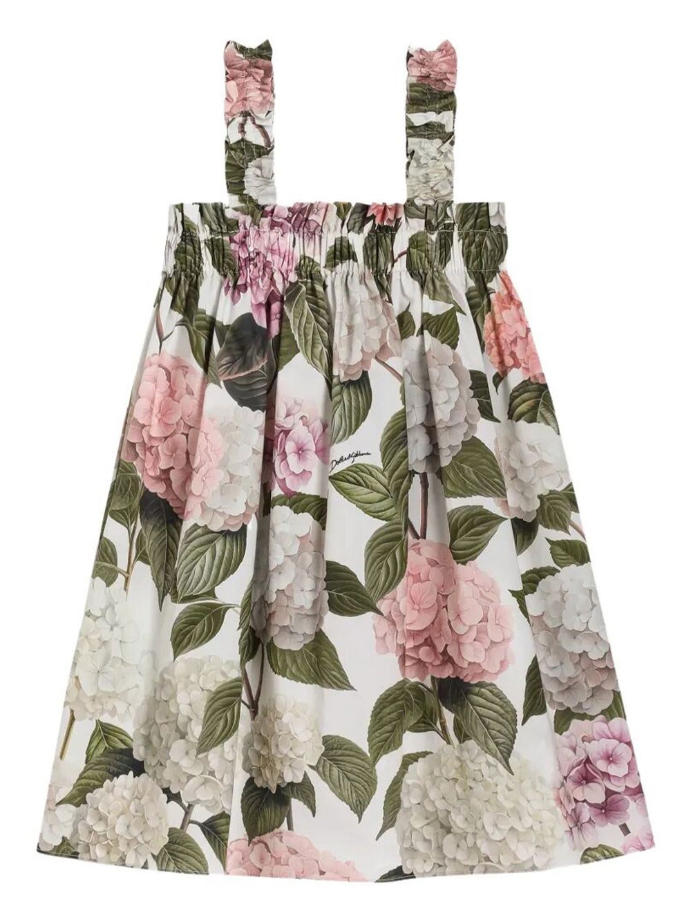 Hydrangea-Print Poplin Dress