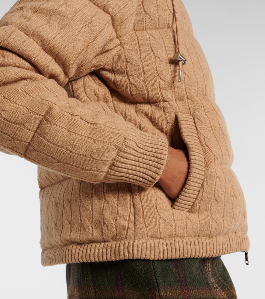 Cable-knit wool and cashmere down jacket