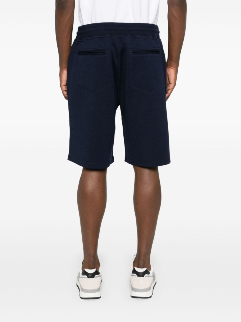 Drawstring-waist jersey track shorts - Blue