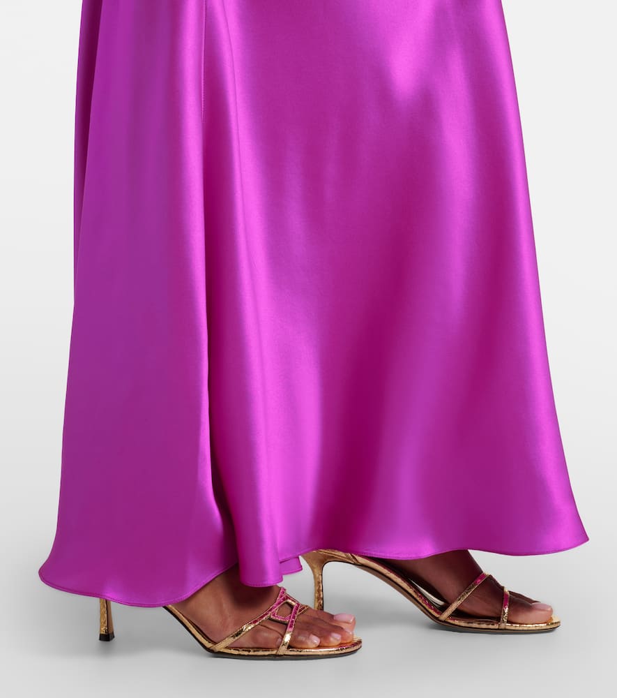 Lace-trimmed silk slip dress