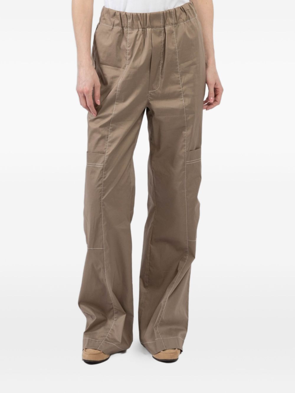 Elasticated-waist trousers - Brown