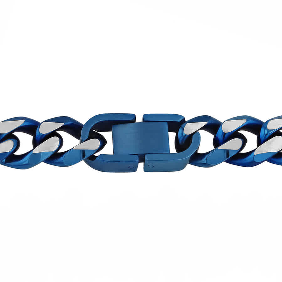 Stainless Steel With Blue IP Curb Link Fashion Chain